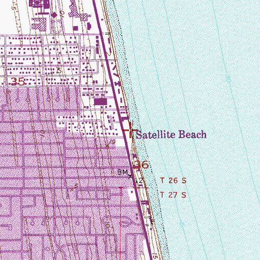 Topographic Map of Satellite Beach, FL