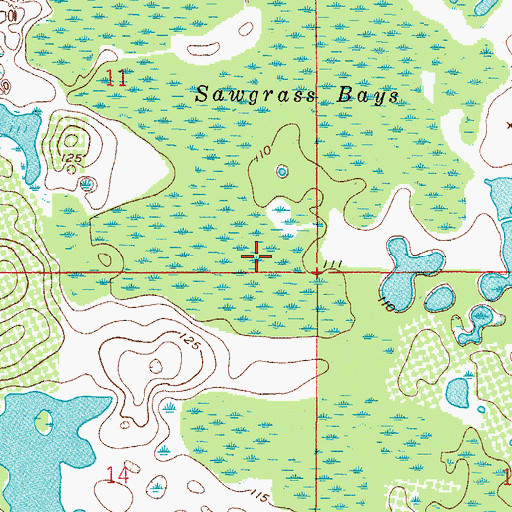 Topographic Map of Sawgrass Bays, FL