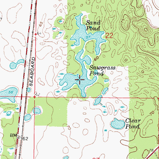 Topographic Map of Sawgrass Pond, FL