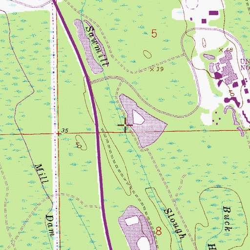 Topographic Map of Sawmill Slough, FL