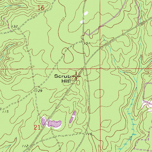 Topographic Map of Scrub Hill, FL