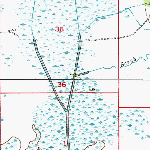 Topographic Map of Scrub Slough, FL
