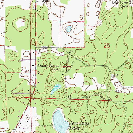Topographic Map of Shady Grove Cemetery, FL
