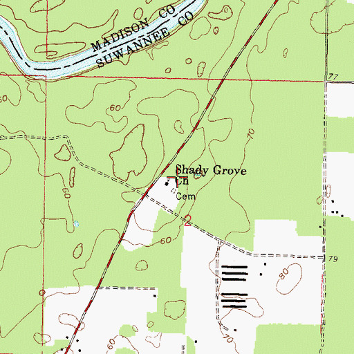 Topographic Map of Shady Grove Church, FL