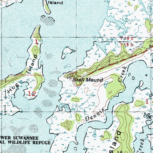 Topographic Map of Shell Mound, FL