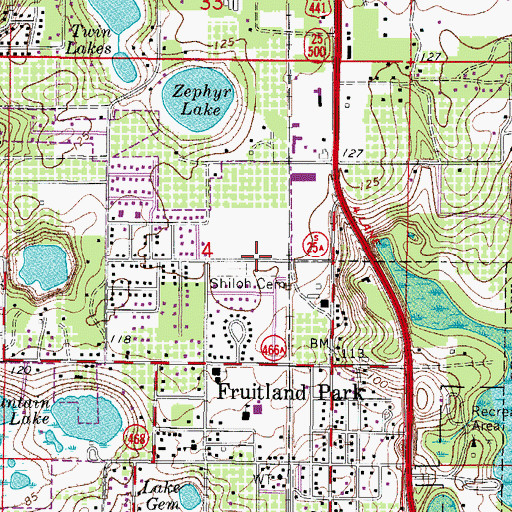 Topographic Map of Shiloh Cemetery, FL