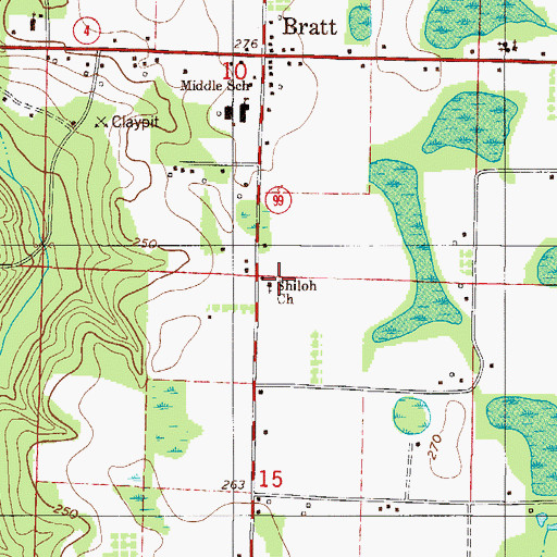 Topographic Map of Shiloh Church, FL