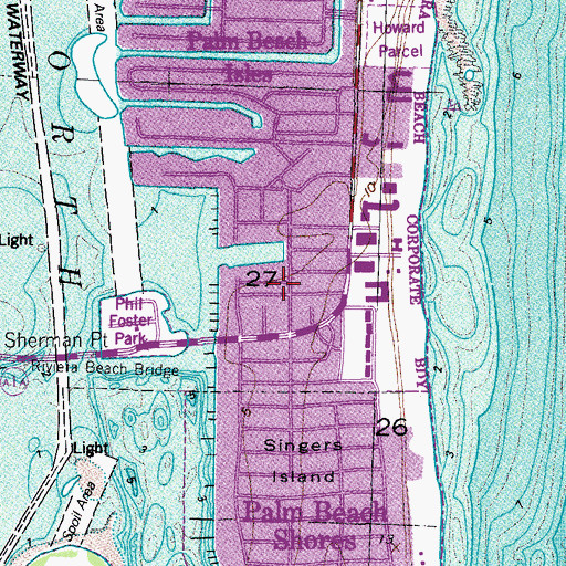 Topographic Map of Singer Island, FL