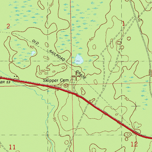 Topographic Map of Skipper Cemetery, FL
