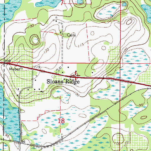 Topographic Map of Slones Ridge, FL