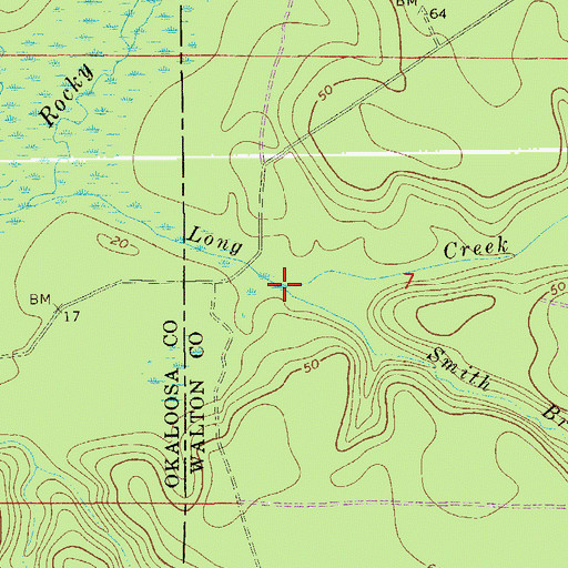 Topographic Map of Smith Branch, FL