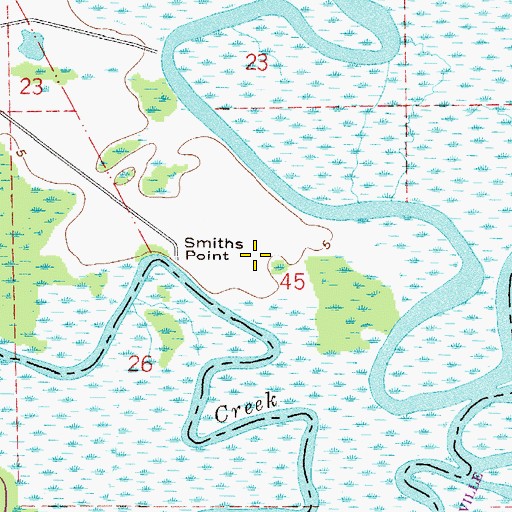 Topographic Map of Smiths Point, FL