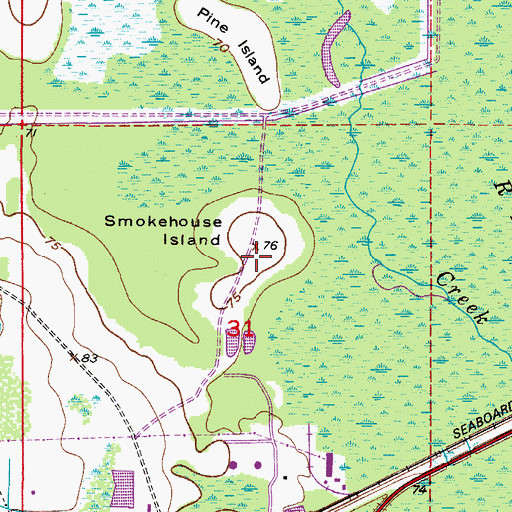 Topographic Map of Smokehouse Island, FL