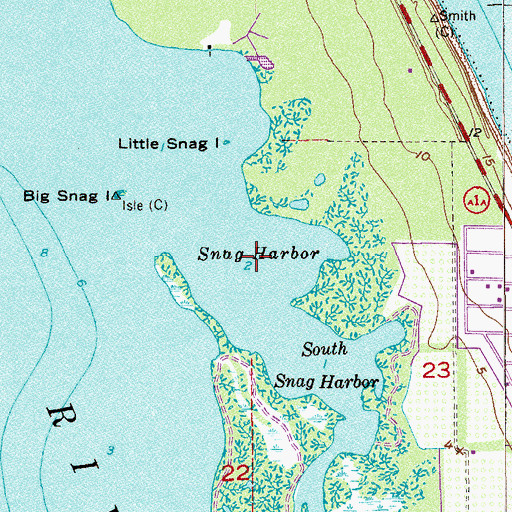 Topographic Map of Snag Harbor, FL