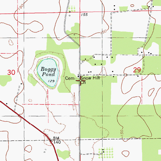 Topographic Map of Snow Hill School, FL