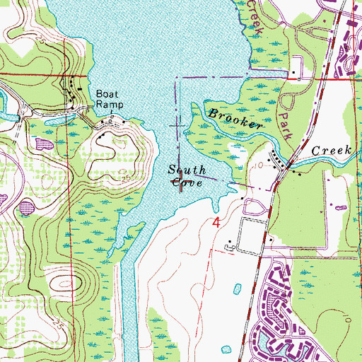 Topographic Map of South Cove, FL