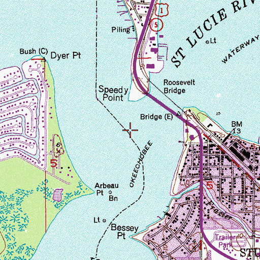 Topographic Map of South Fork Saint Lucie River, FL