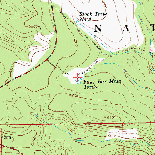 Topographic Map of Four Bar Mesa Tanks, AZ