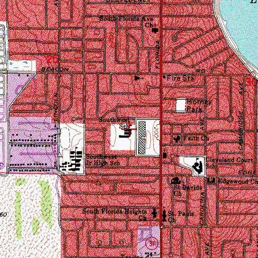 Topographic Map of Southwest Elementary School, FL