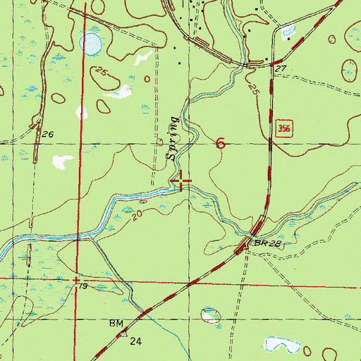 Topographic Map of Spring Creek, FL
