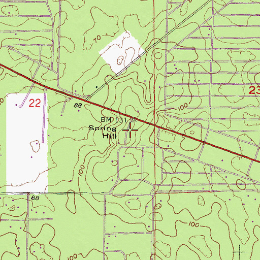 Topographic Map of Spring Hill, FL