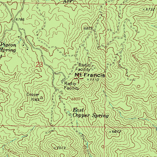 Topographic Map of Mount Francis, AZ