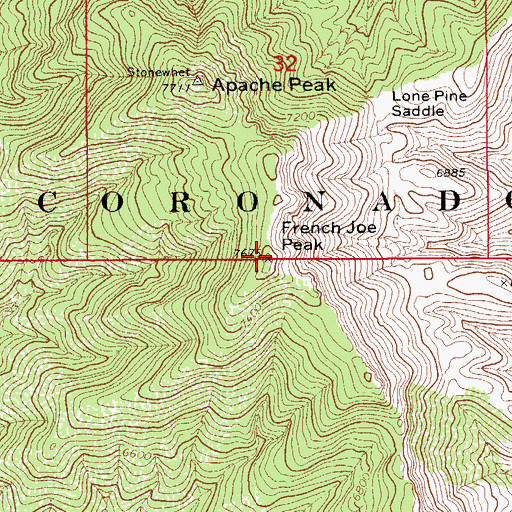 Topographic Map of French Joe Peak, AZ
