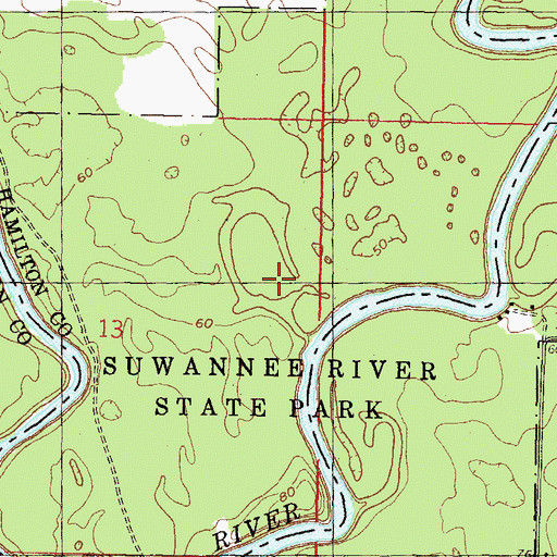 Topographic Map of Suwannee River State Park, FL