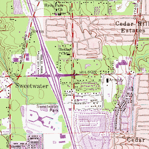 Topographic Map of Sweetwater, FL
