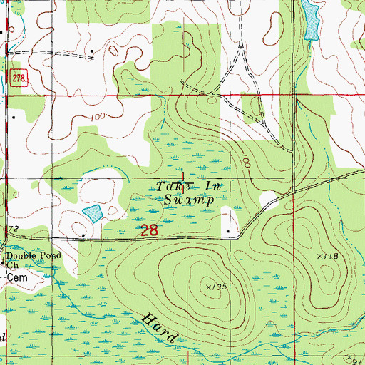 Topographic Map of Take in Swamp, FL