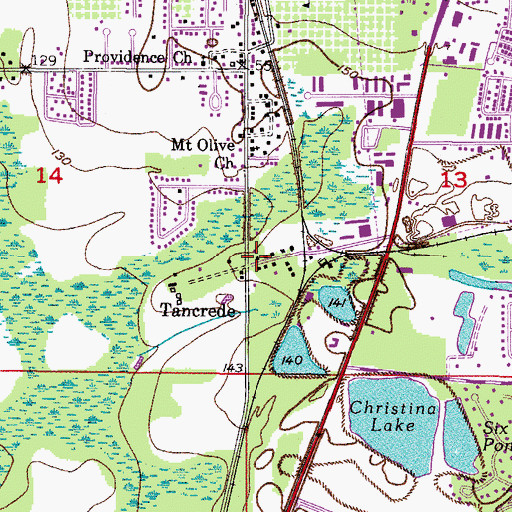 Topographic Map of Tancrede, FL