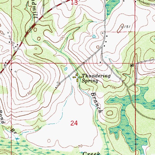 Topographic Map of Thundering Spring, FL