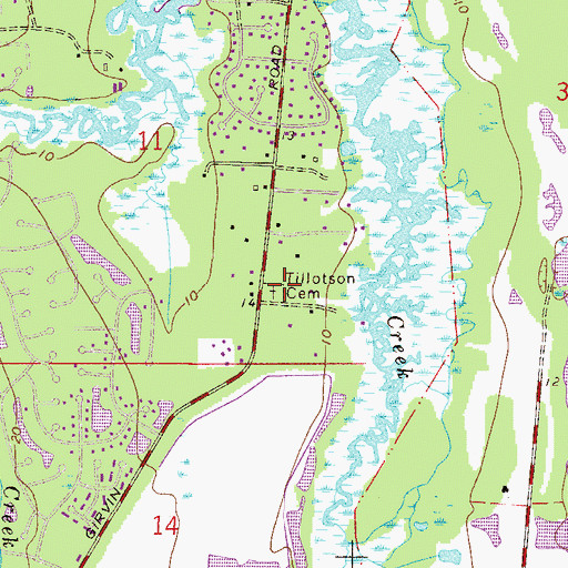 Topographic Map of Tillotson Cemetery, FL