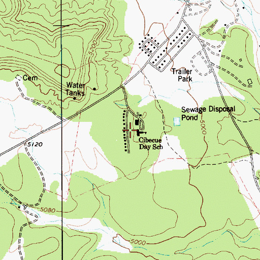 Topographic Map of Cibecue Community School, AZ