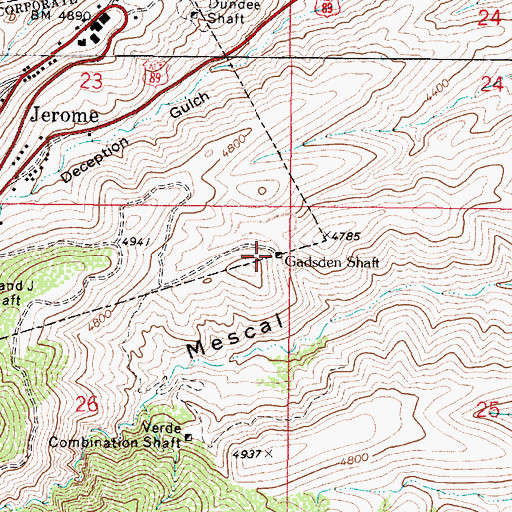 Topographic Map of Gadsden Shaft, AZ