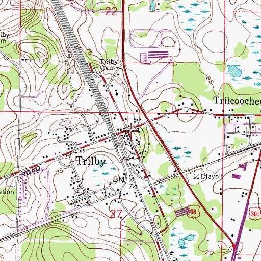 Topographic Map of Trilby, FL