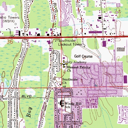 Topographic Map of Trinity Academy, FL