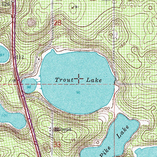 Topographic Map of Trout Lake, FL