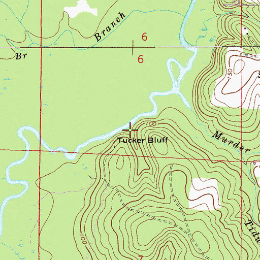 Topographic Map of Tucker Bluff, FL