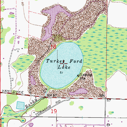 Topographic Map of Turkey Ford Lake, FL