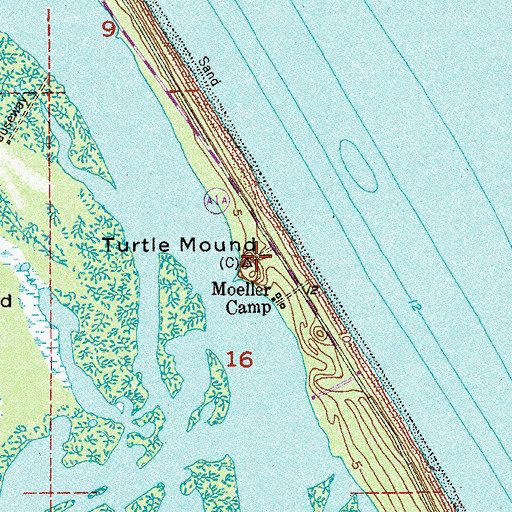 Topographic Map of Turtle Mound, FL