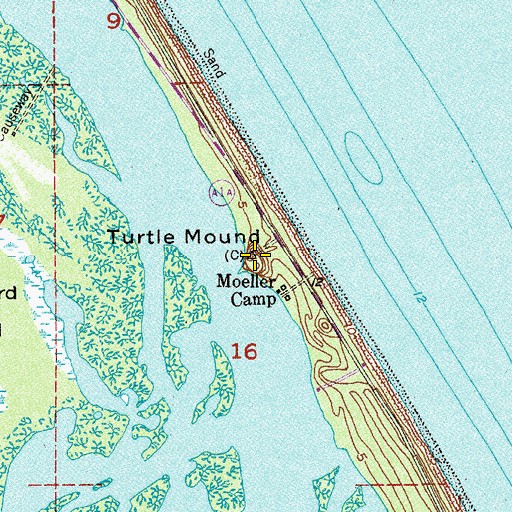 Topographic Map of Turtle Mound, FL