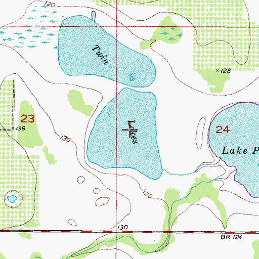 Topographic Map of Twin Lakes, FL