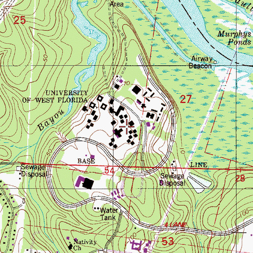 Topographic Map of University of West Florida, FL