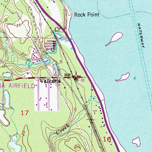 Topographic Map of Valkaria, FL