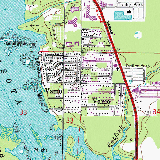Topographic Map of Vamo, FL