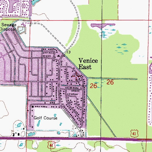 Topographic Map of Venice East, FL