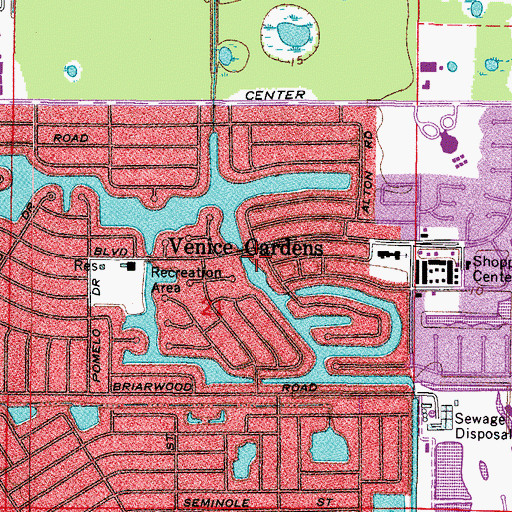 Topographic Map of Venice Gardens, FL
