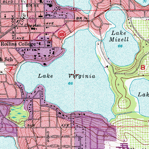 Topographic Map of Lake Virginia, FL