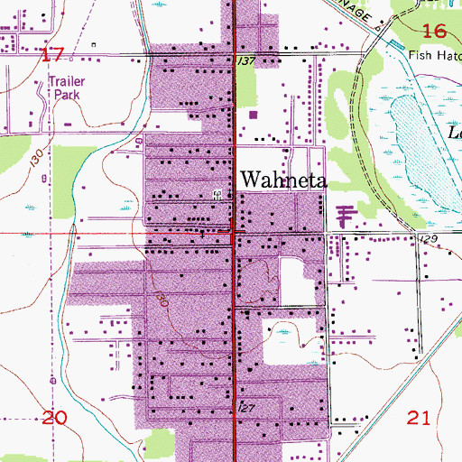 Topographic Map of Wahneta, FL